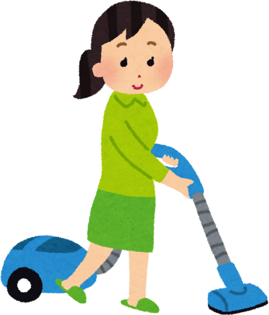 Illustration of Woman Using a Vacuum Cleaner